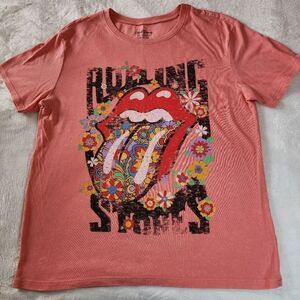 The Rolling Stones Peach Colored Tshirt With Graphics Size Medium